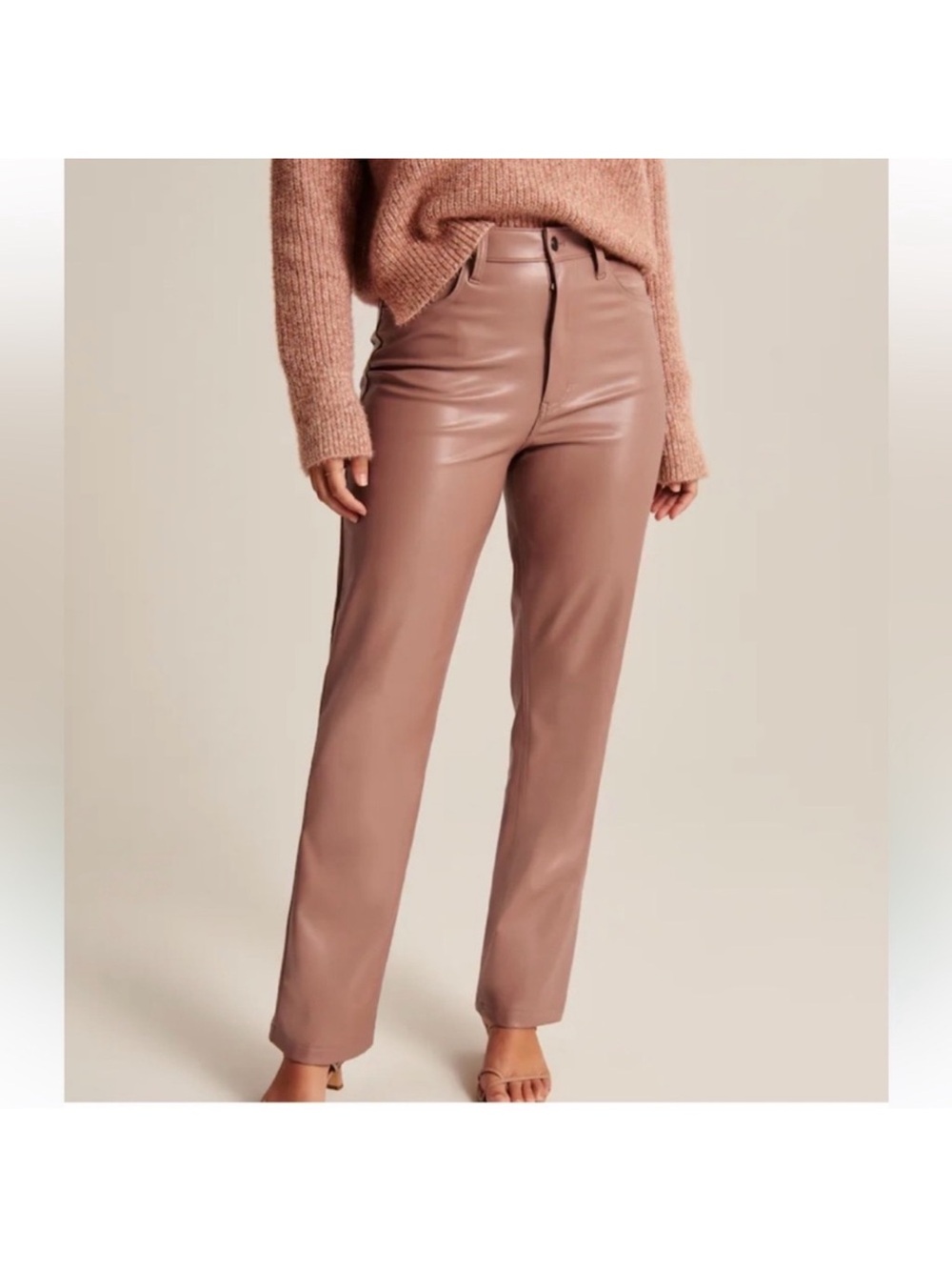 Abercrombie & Fitch Curve Love Ultra High Rise 90s Straight Vegan Leather Pant